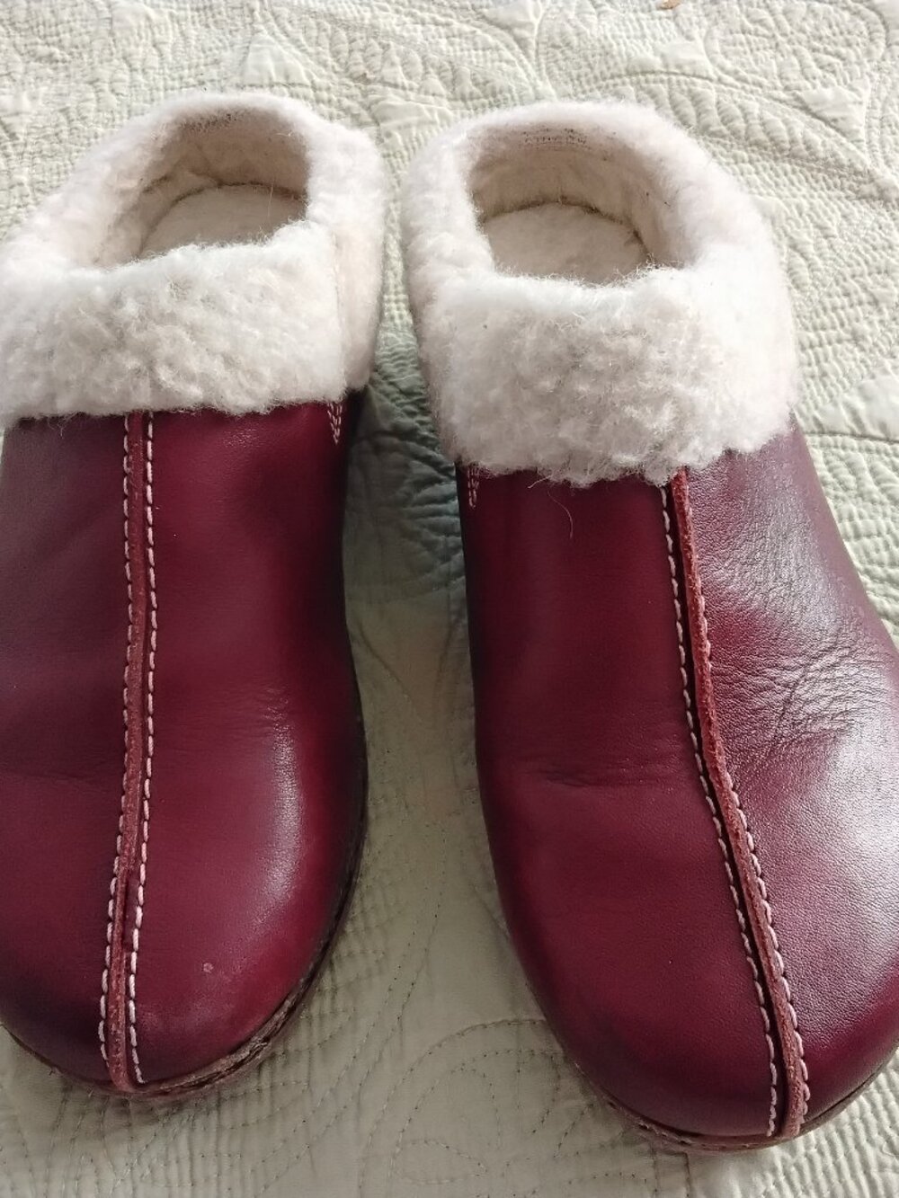 PIKOLINOS LEATHER SHERPA LINED CLOGS SZ. 38/ 7.5- 8 MED. BROWNISH RED
